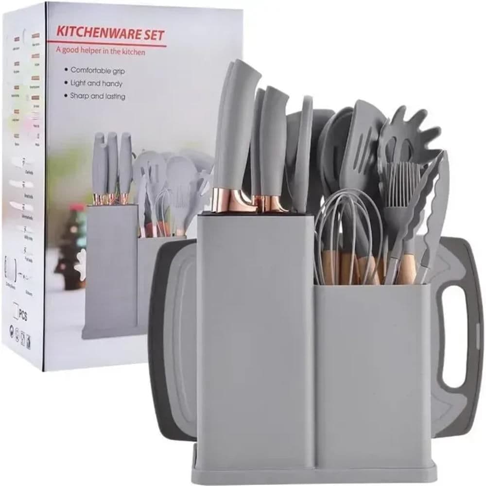 Kit De Utensilios De Cocina De Silicona Con Juego De Cuchillos