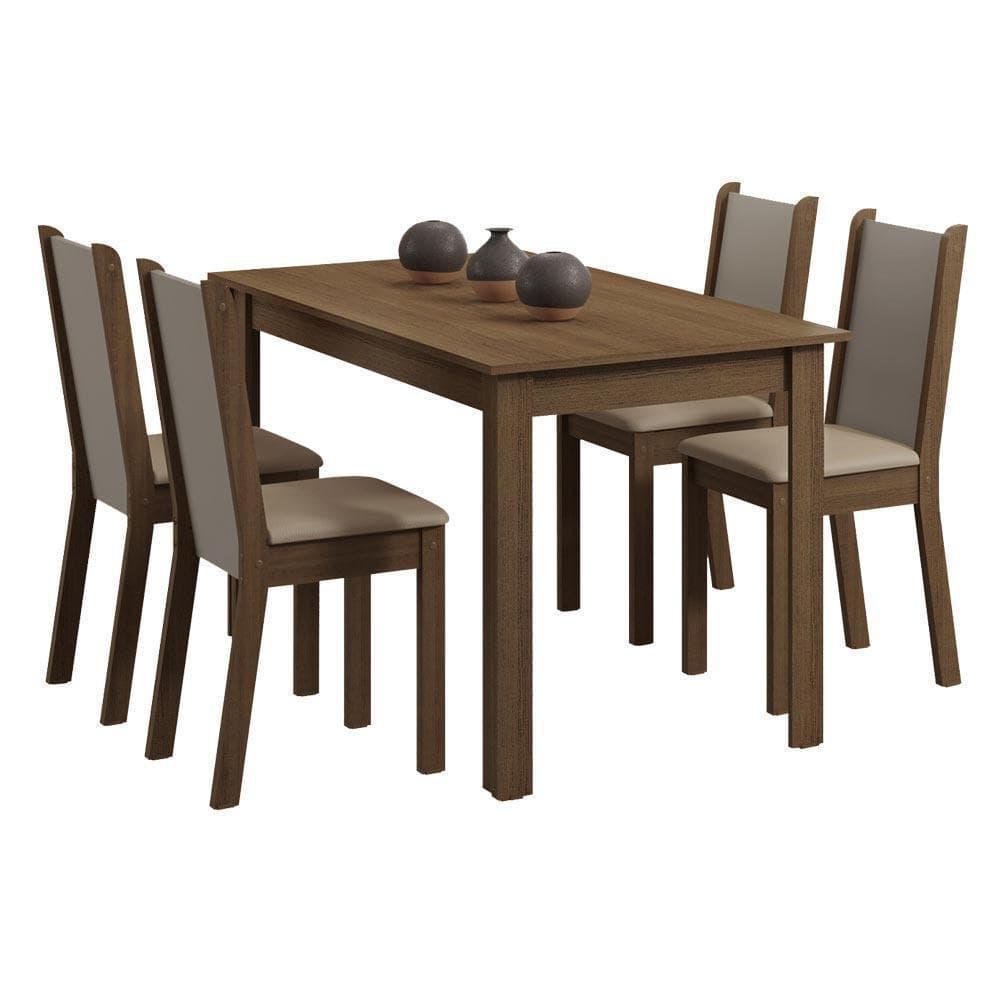 Juego De Comedor Bea Con 4 Sillas Marrón/Crema/Beige