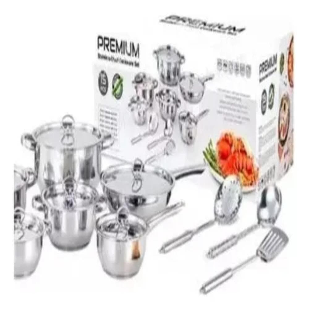 Juego Ollas Acero Inoxidable Renahouse Germany 15 Pcs Color Plateado